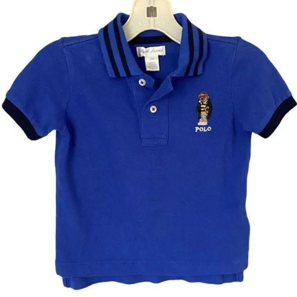 Ralph Lauren polo embroidered polo university, bear polo shirt, size 12 months